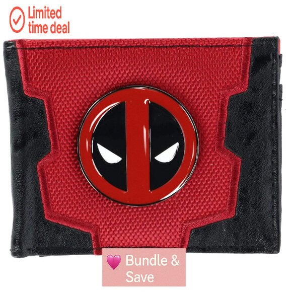 Genuine Leather Bi-Fold Wallet with Metal Logo 1 Card Slot